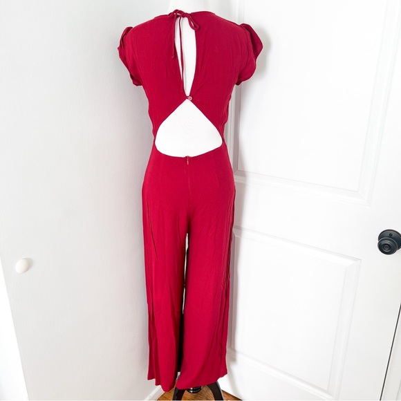 Reformation Bold Red Open Back Jumpsuit - Size 6 - Picture 4 of 5